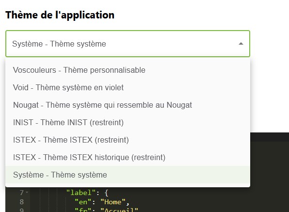 thème système - menu